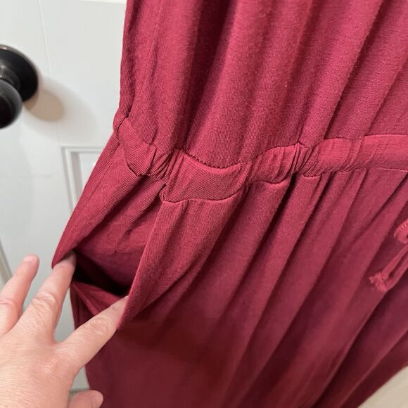 Lainab Burgundy Maroon Jumpsuit Jumper Drawstring Waist Short Sleeve Womens 2XL - Picture 4 of 11